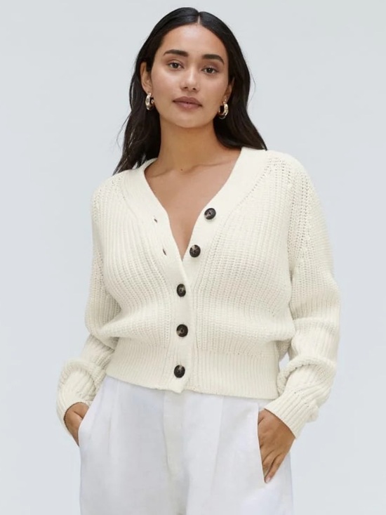 Everlane Sweaters - Everlane The Texture Cotton Cardigan in Canvas Sz XS